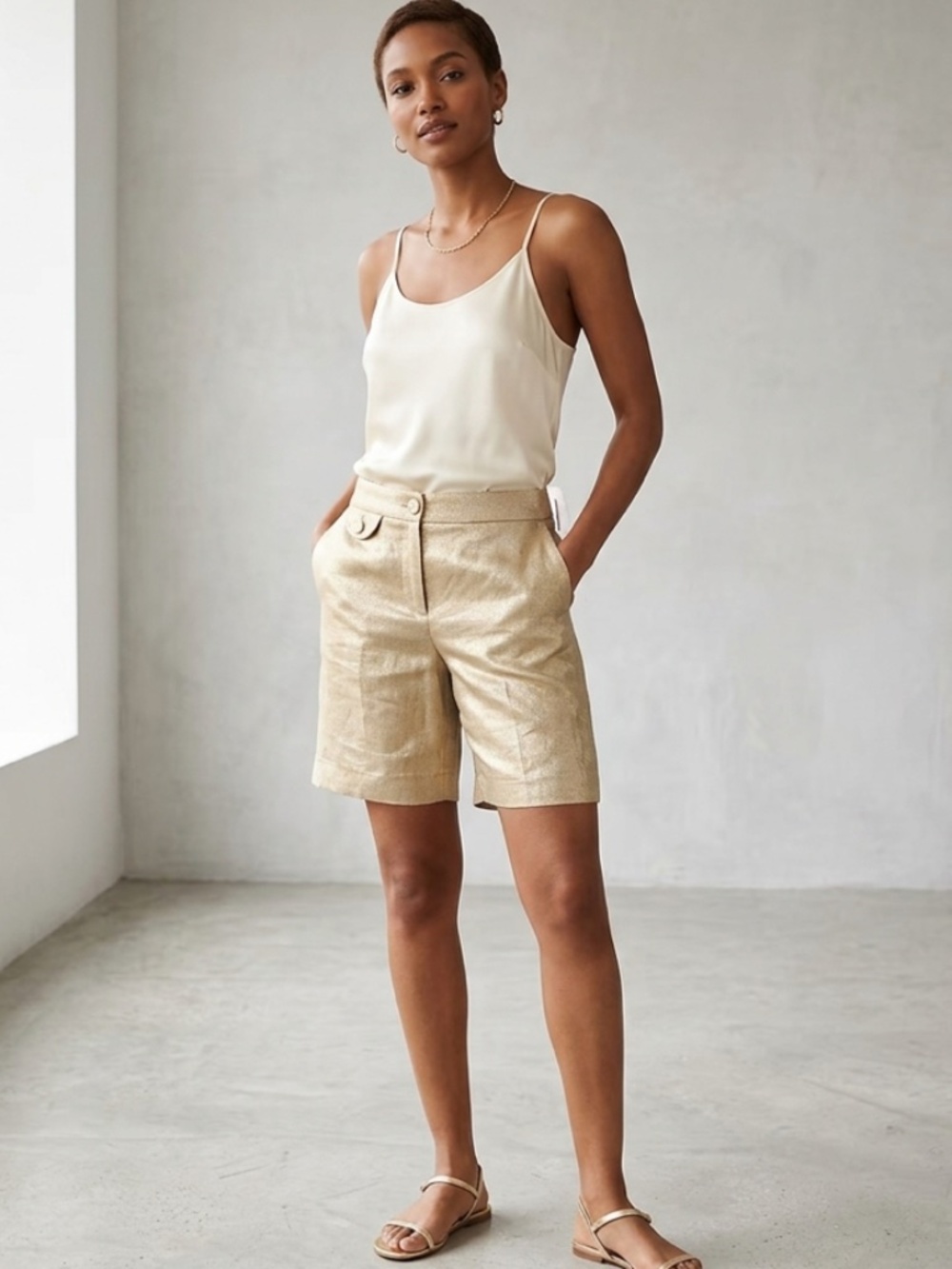 J. Crew City Fit Shorts in Gold Metallic - Sz 8 - NWT!